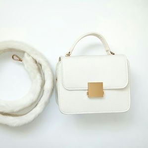 Zara mini city bag with faux fur strap